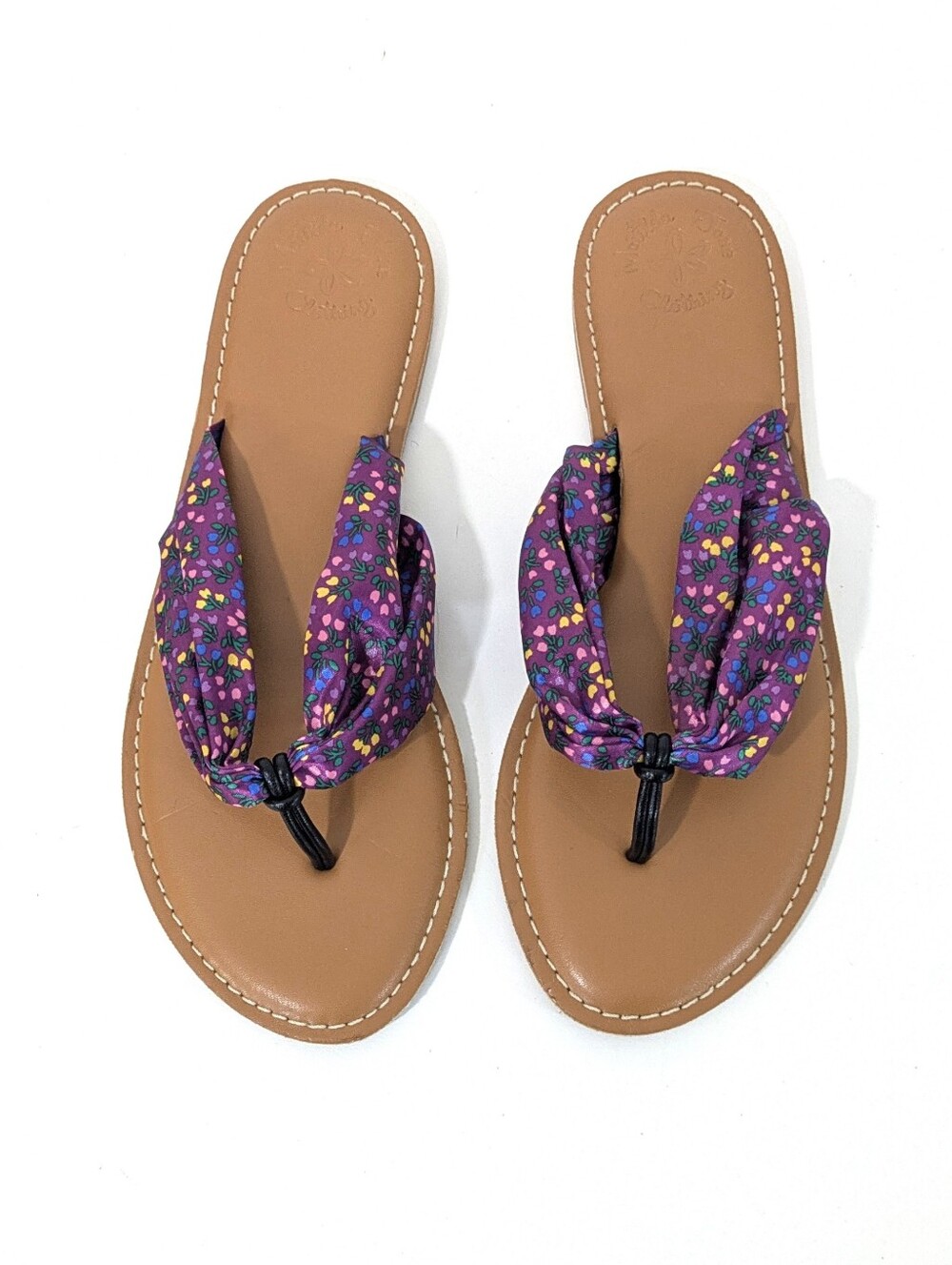 Matilda Jane Toes In The Sand Purple Satin Floral Thong Sandals - Size 9 Womens